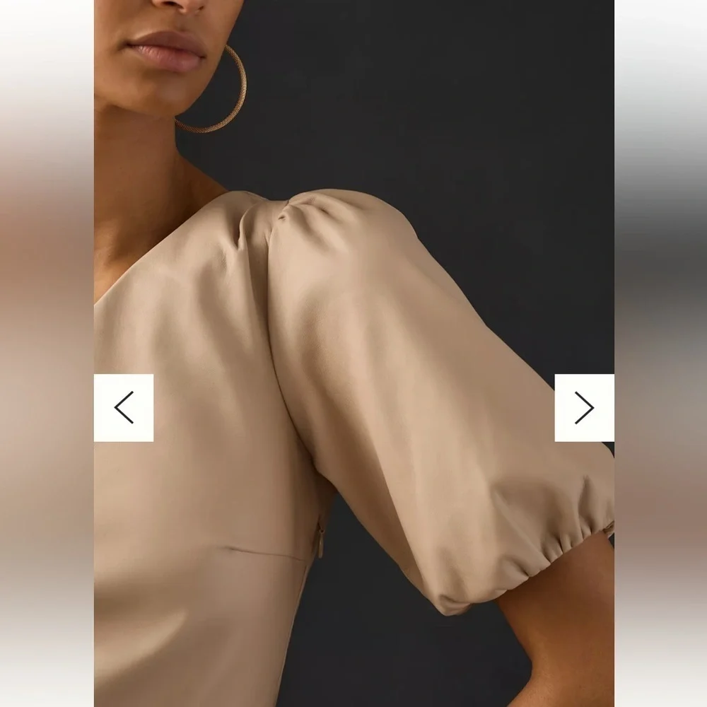 NWT Anthropologie Faux Leather One-Shoulder Asymmetrical Midi Dress size 2 - Picture 7 of 16